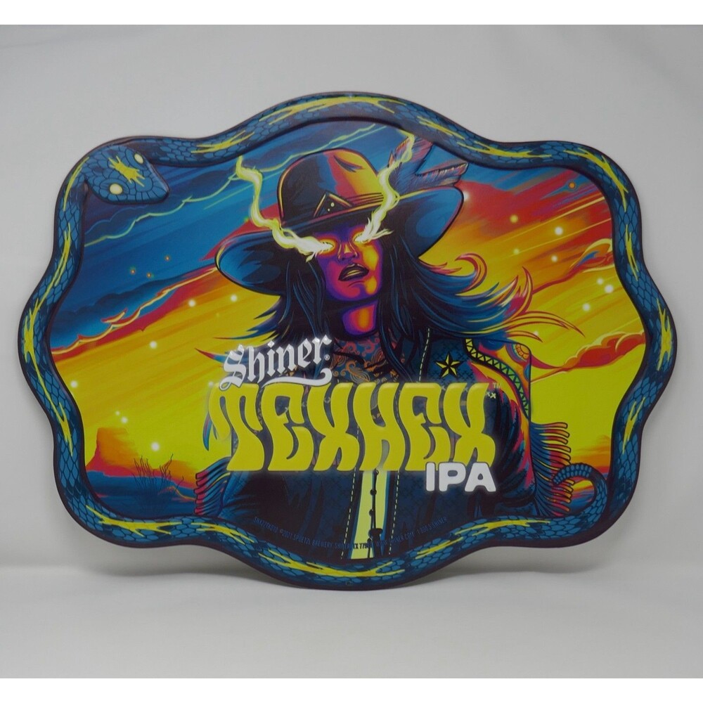 Shiner Texhex Bruja's Brew IPA Metal Tin Tacker Sign Brewery Bar Decor